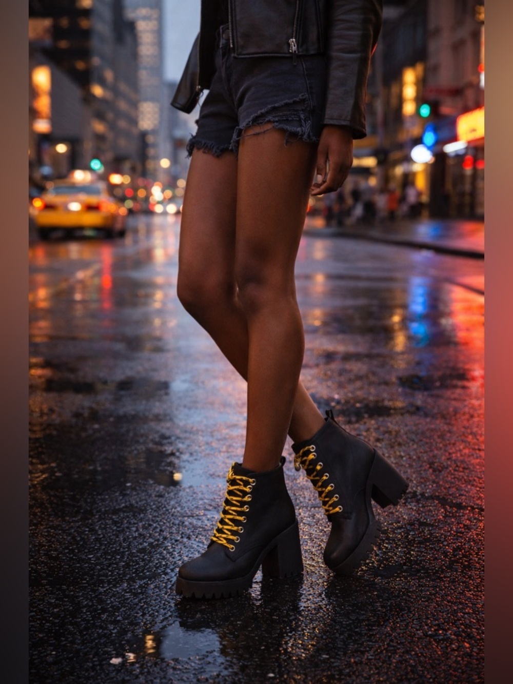 NWT Seven7 Flatiron Platform Ankle Boots Sz 8 Black Lace Up Chunky